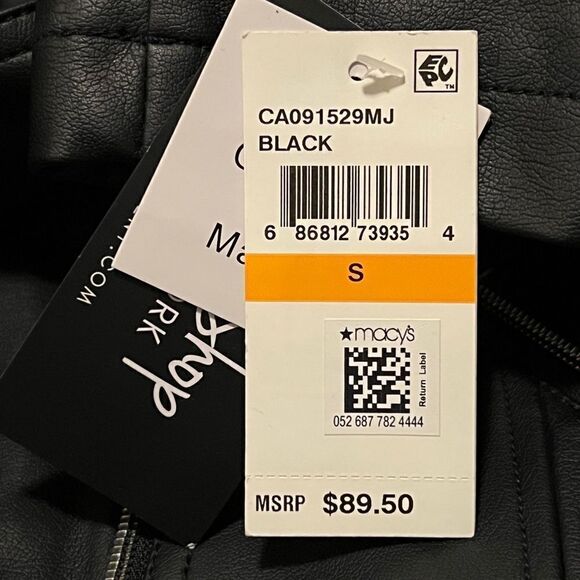 CoffeeShop Juniors Faux-Leather Fringe Moto Jacket Black Small New - Picture 9 of 9